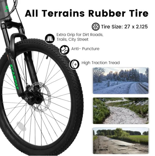 27.5 Inch Full Suspension Mountain Bike, Front And Rear Dual Shock Absorbers, Mechanical Disc Brakes, 21-Speed, Suitable For Men And Women, Ideal For Travel And Fitness Enthusiasts
